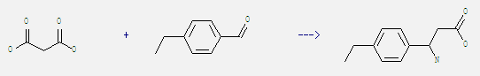 Benzaldehyde, 4-ethyl- can react with malonic acid to get 3-amino-3-(4-ethyl-phenyl)-propionic acid